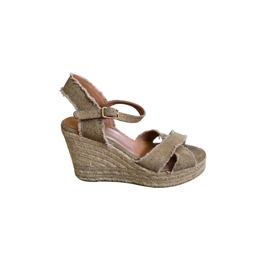 Castaner Bromelia Frrayed Canvas Wedge Espadrille Platform Sandals Size 9